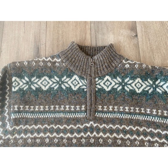 Pendleton Nordic Ski Lodge Mens L Wool Snow Flake 1/4 Zip Long Sleeve Sweater - Picture 3 of 9